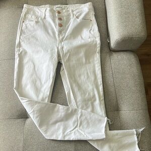 Old navy rockstar skinny button fly high rise white ankle jeans size 8